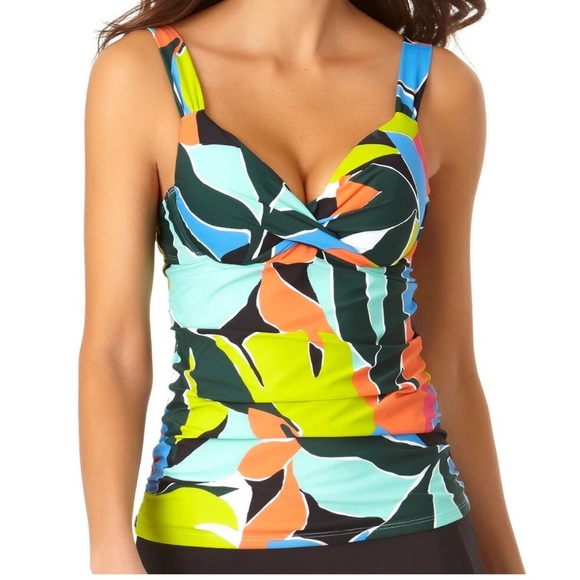 Anne Cole Multicolor Underwire Twist Front Swimsuit Tankini Top 34B/32C NWT - Picture 1 of 7